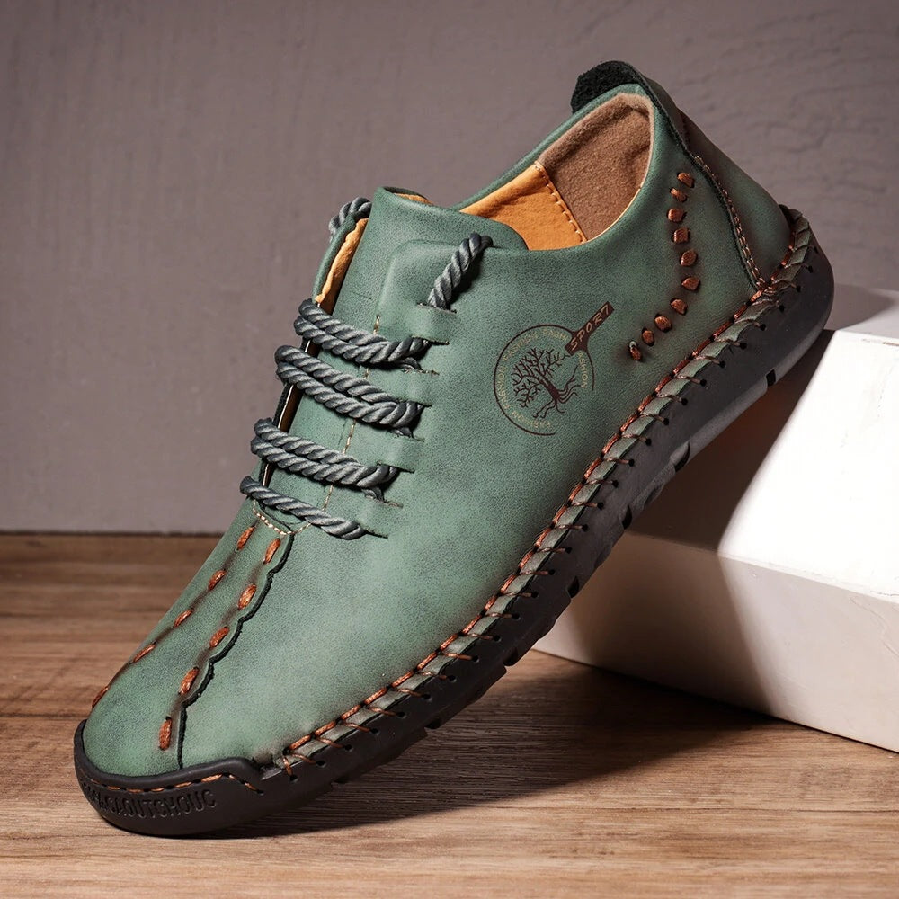 Hand-Stitched Leather Casual Shoes for Men β Soft, Flexible & Non-Slip Comfort