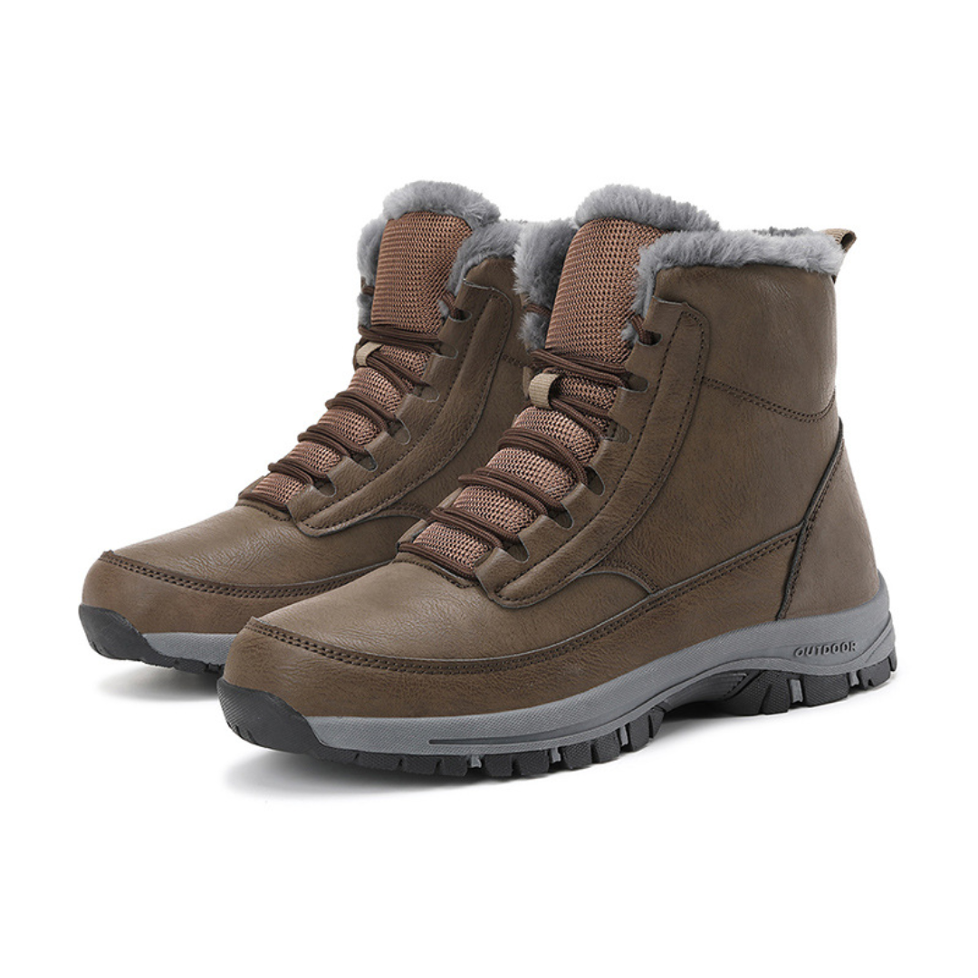 Fur Lined Hiking Boots for Men β Lace-Up Winter Boots