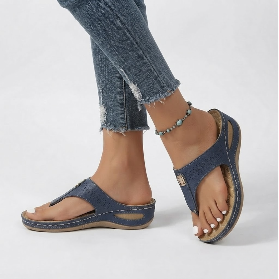 Women's Comfort Wedge Toe-Post Sandals β Cushioned Slip-On Design