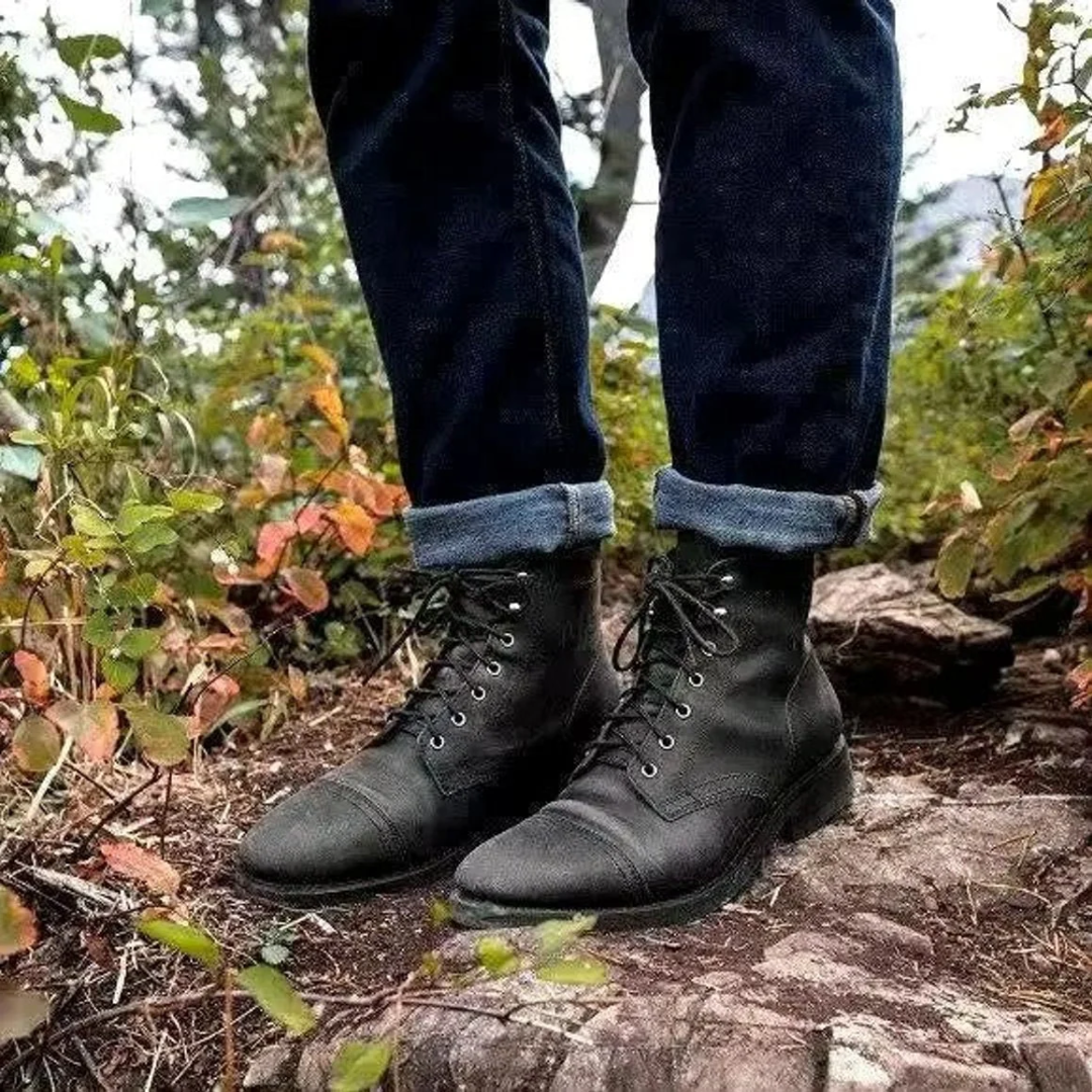 Men's Lace-Up Ankle Boots β Classic Cap Toe Vintage Style