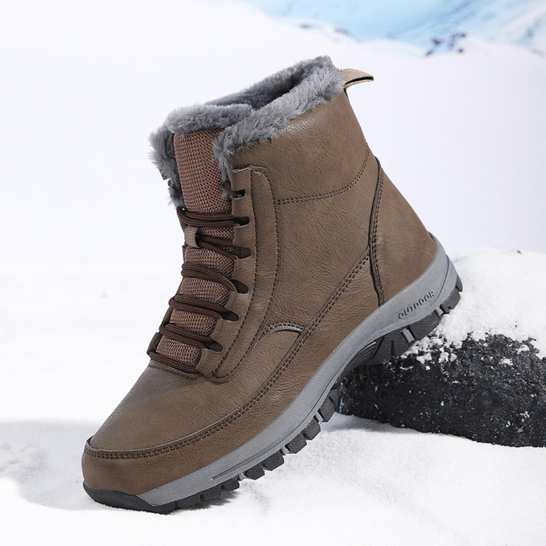 Fur Lined Hiking Boots for Men β Lace-Up Winter Boots