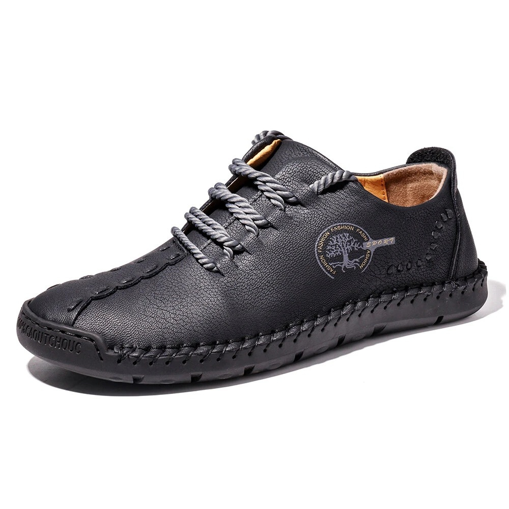 Men’s Hand-Stitched Casual Shoes – Lightweight Lace-Up Comfort Sneakers