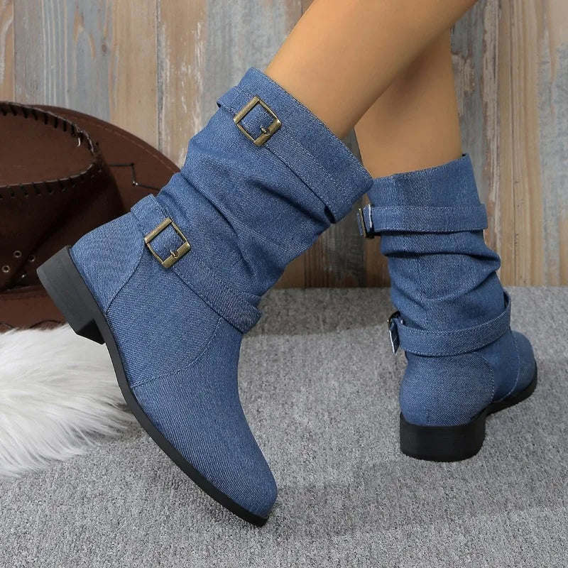 Black Buckle Ankle Boots for Women β Trendy & Comfortable Style