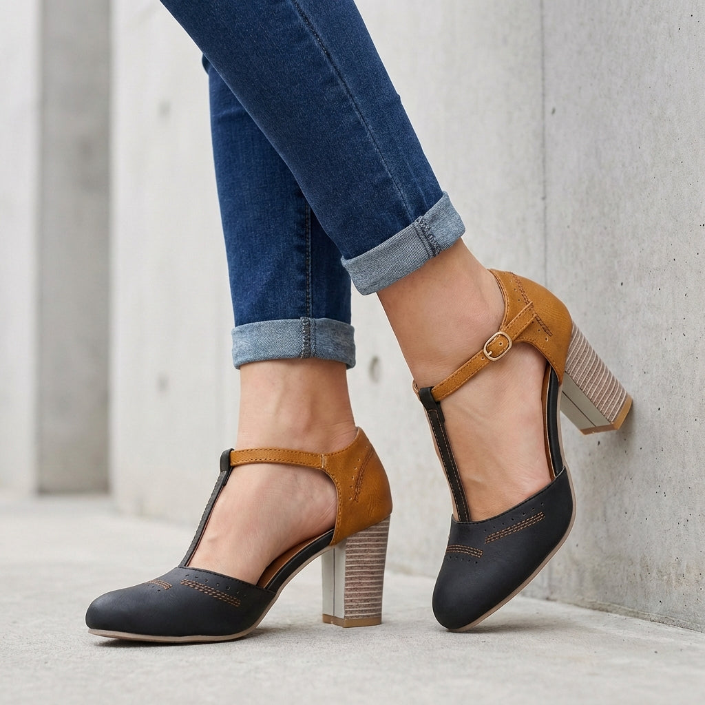 Block Heel Pumps for Women β Adjustable Ankle Strap & All-Day Support