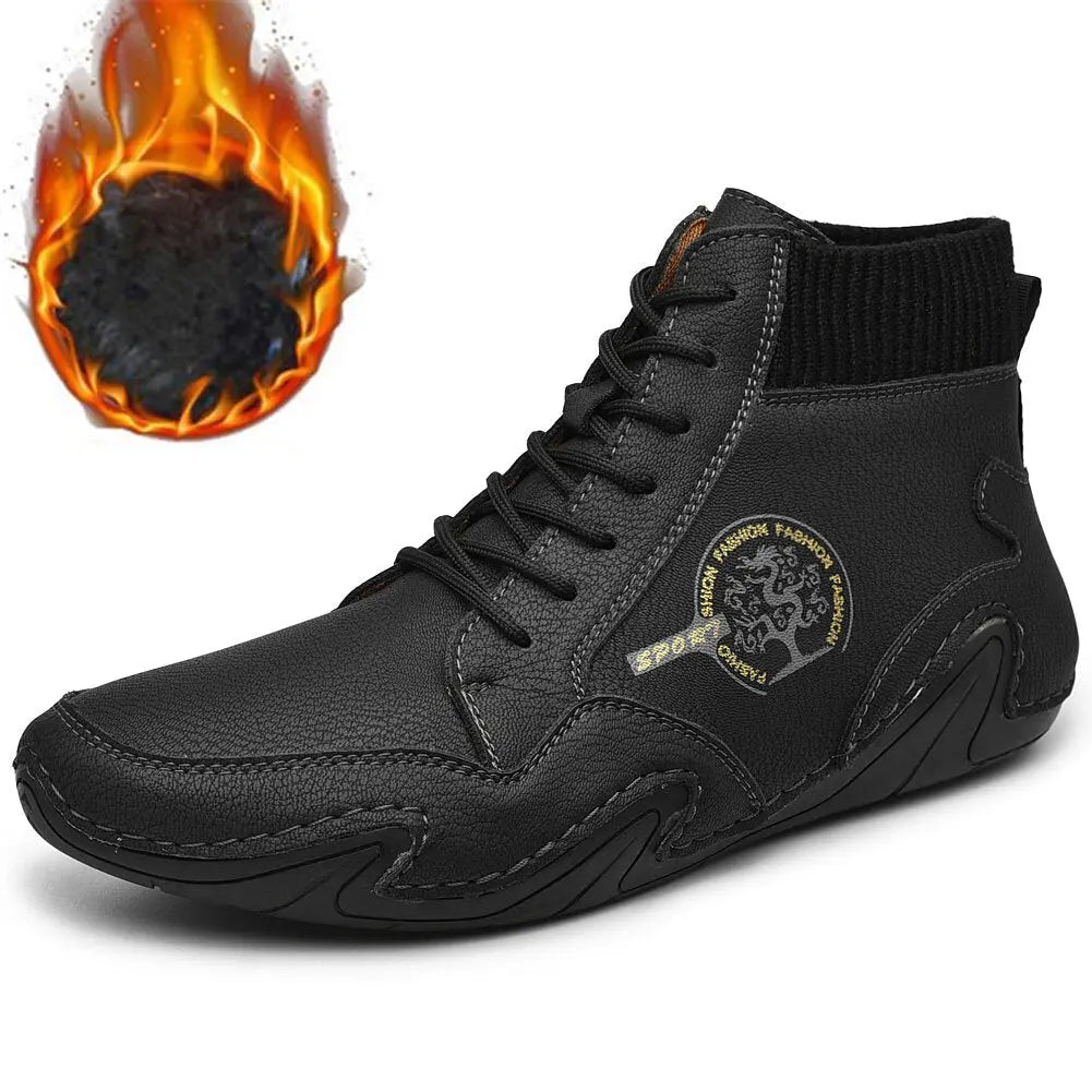 Black Leather Ankle Boots for Men β Comfortable & Slip-Resistant 8