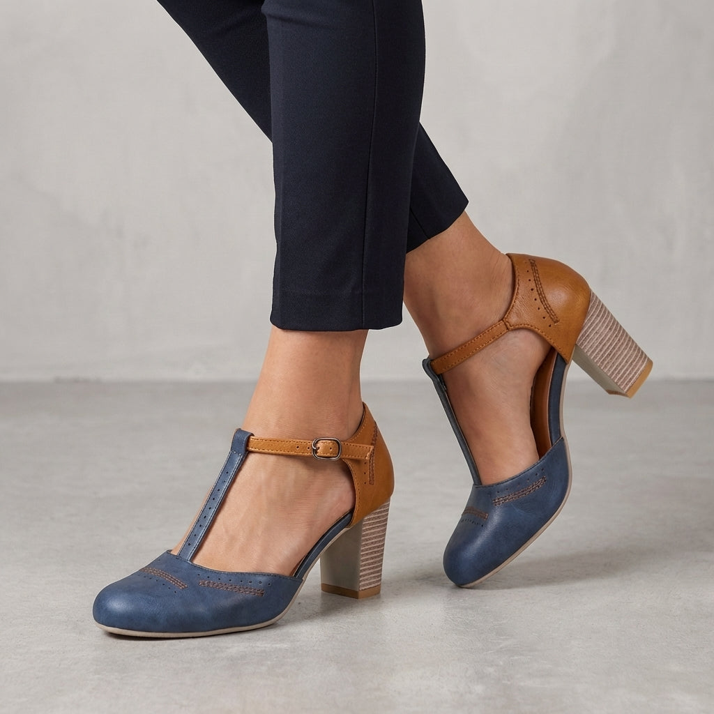 T-Strap Block Heel Pumps β Elegant Casual Comfort Dress Shoes