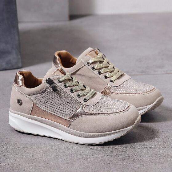 Casual Lace-Up Sneakers for Women β Stylish & Comfortable with Side Zipper
