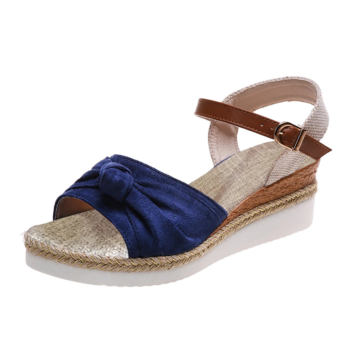 Chic Closed Toe Wedge Sandals for Women β Elegant Knot Design & Comfortable Fit