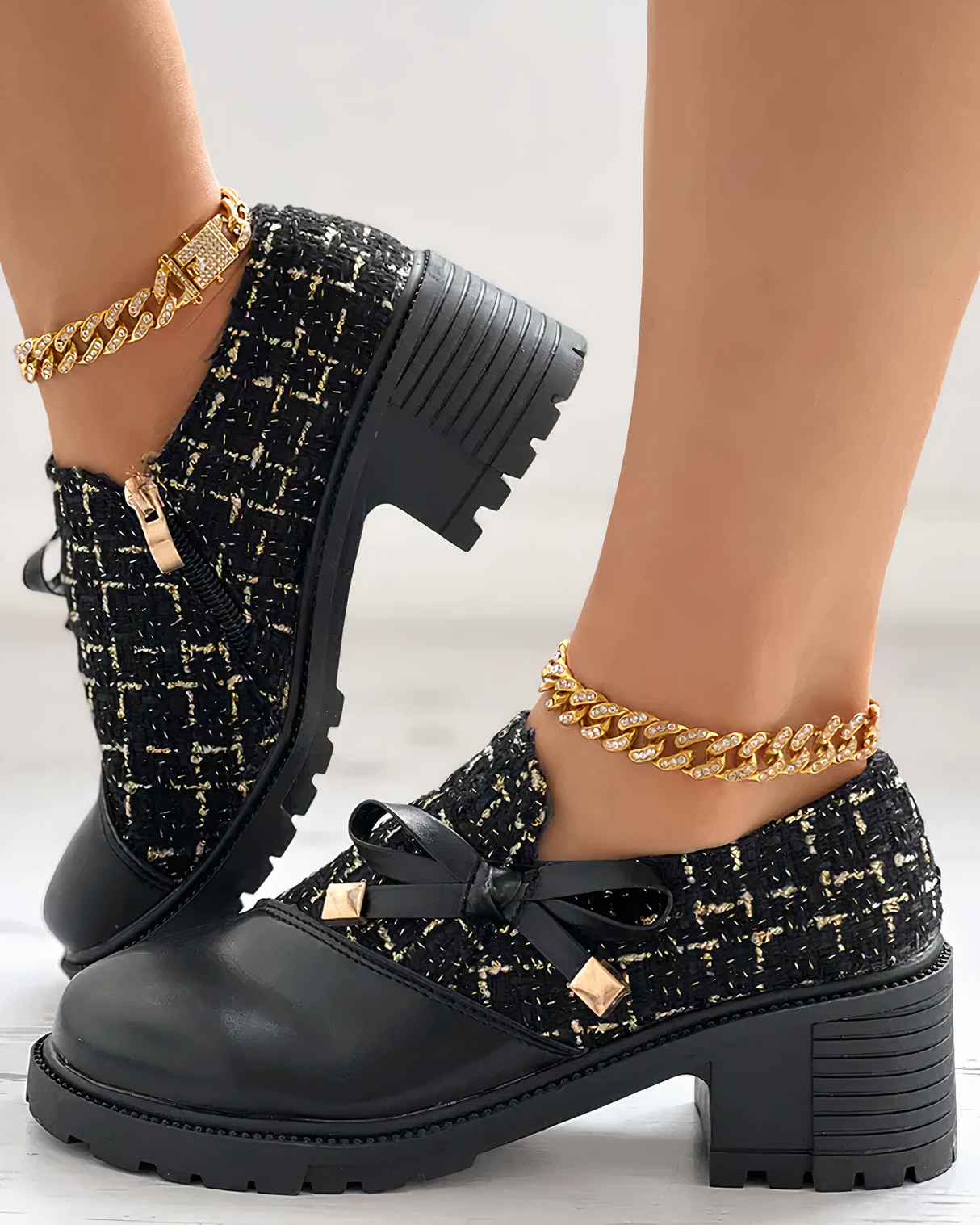 Chunky Black Heels for Women β Stylish & Comfortable Closed Toe Design