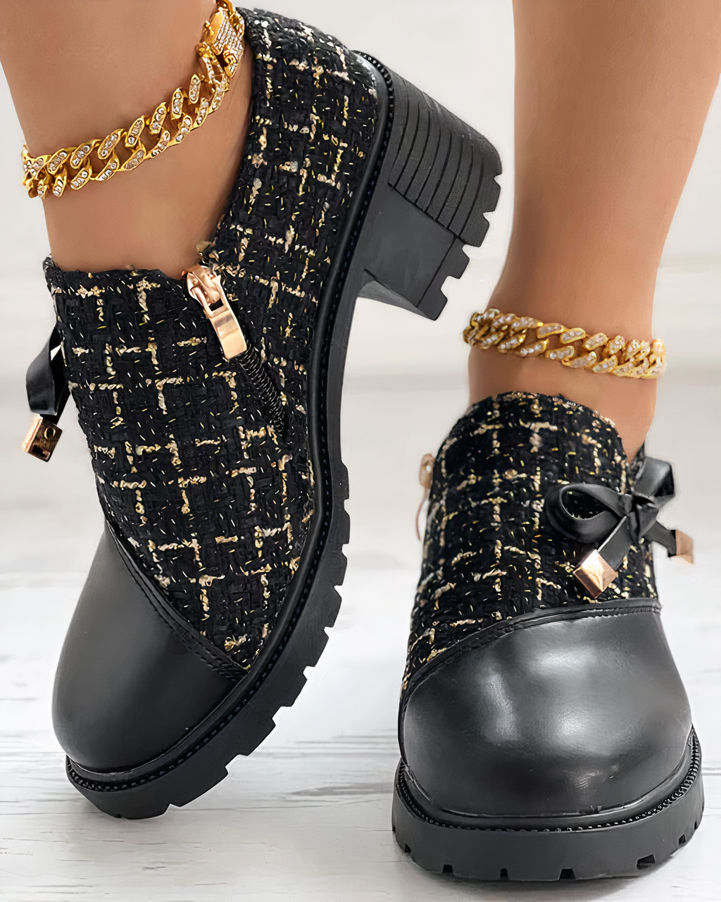 Chunky Black Heels for Women β Stylish & Comfortable Closed Toe Design