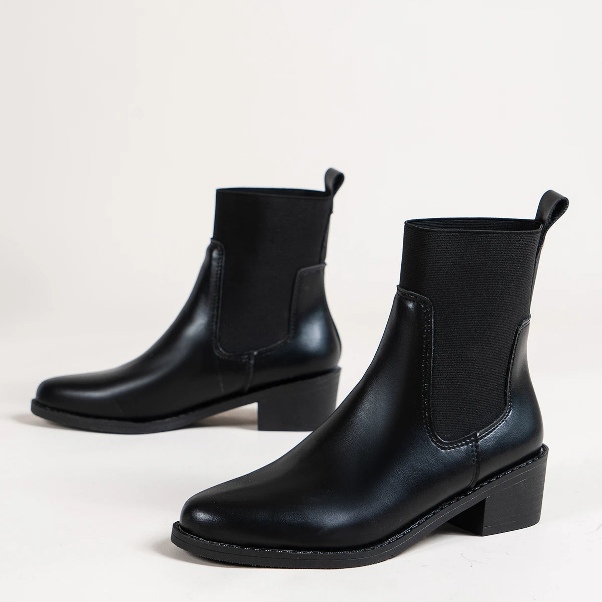 Chunky Heel Chelsea Boots for Women β Stylish Black Footwear for All-Day Comfort