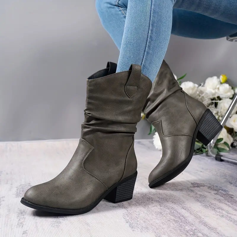 Chunky Heel Western Boots for Women β Vintage Style & Comfort