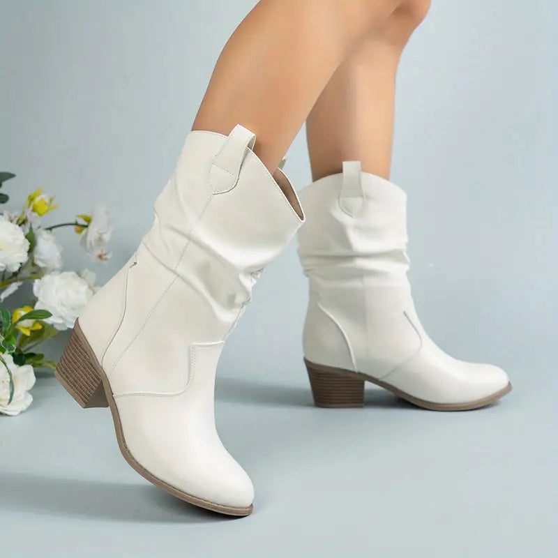 Chunky Heel Western Boots for Women β Vintage Style & Comfort