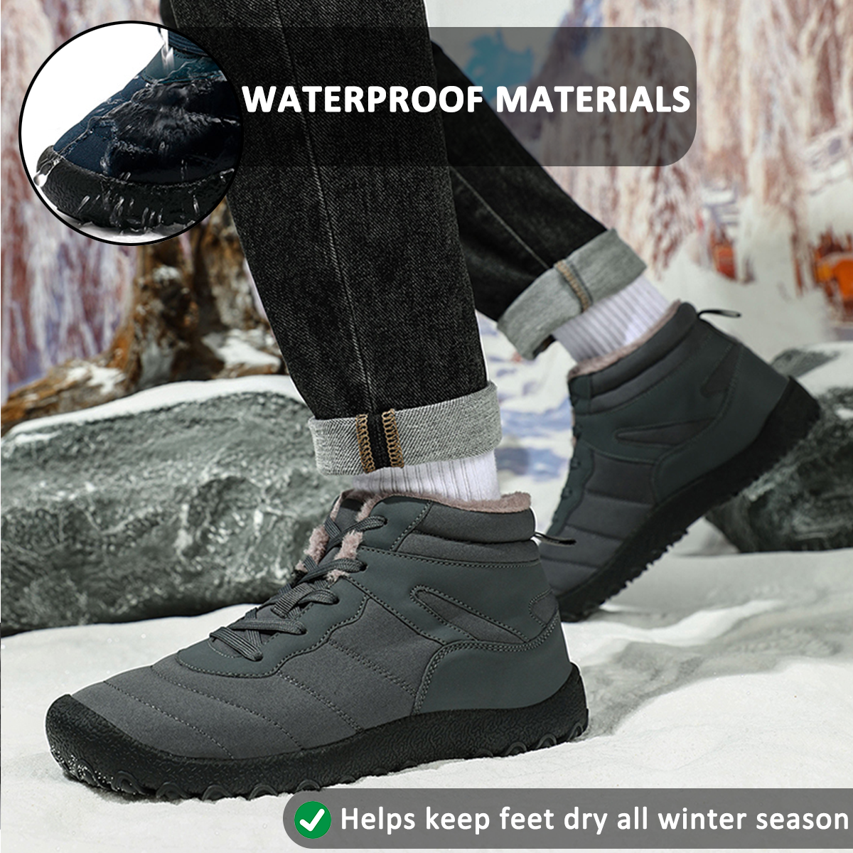 Cold-Proof Hiking Boots for Men β Non-Slip & Waterproof Comfort 2