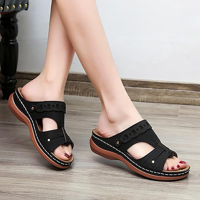 Cross Strap Wedge Sandals for Women β Slip in Design, Comfortable for Everyday Wear Bareroots Footwear