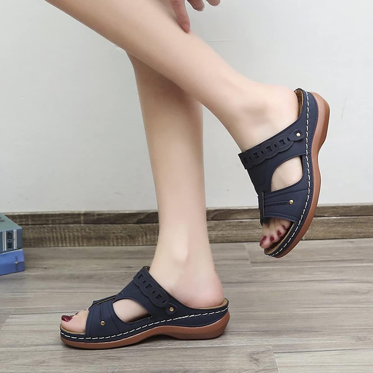 Cross Strap Wedge Sandals for Women β Slip in Design, Comfortable for Everyday Wear Bareroots Footwear