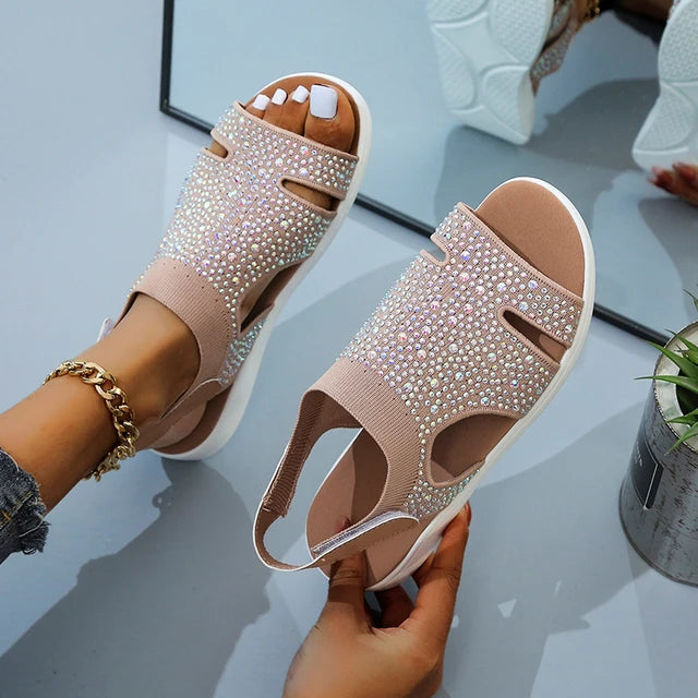Crystal-Embellished Casual Slippers for Women β Stylish & Comfortable
