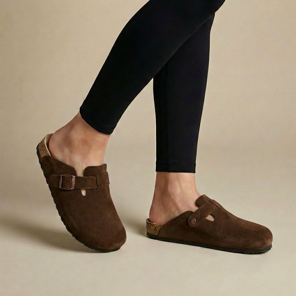 Suede Clogs for Women β Adjustable Strap & All-Day Support