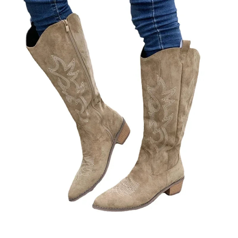 Embroidered Cowboy Boots for Women β Stylish & Comfortable High Knee Design