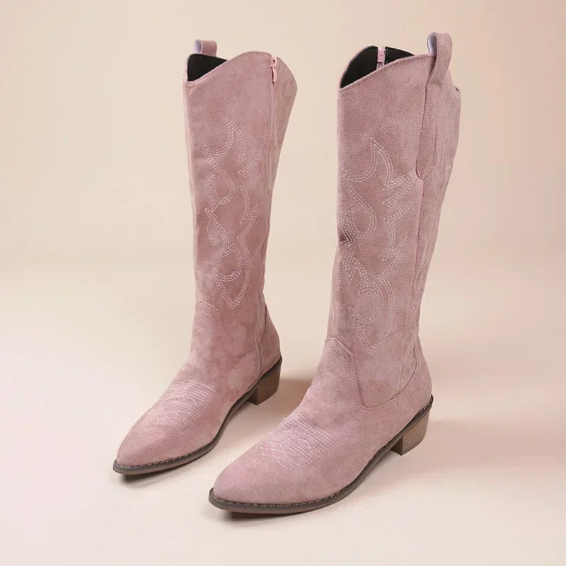 Embroidered Cowboy Boots for Women β Stylish & Comfortable High Knee Design