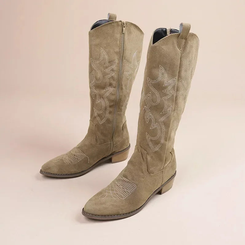 Embroidered Cowboy Boots for Women β Stylish & Comfortable High Knee Design