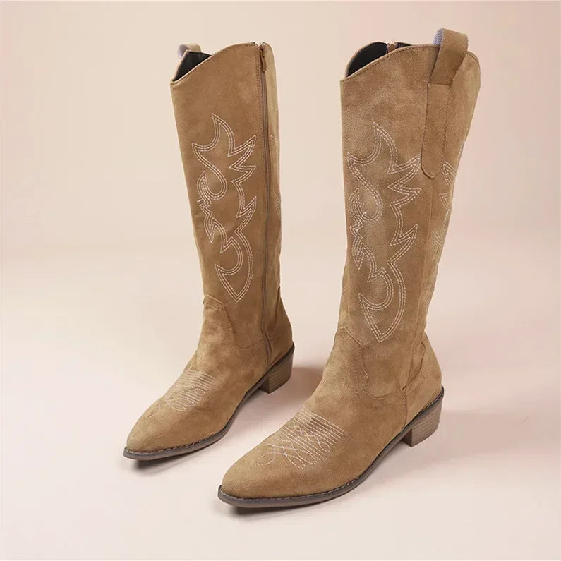 Embroidered Cowboy Boots for Women β Stylish & Comfortable High Knee Design