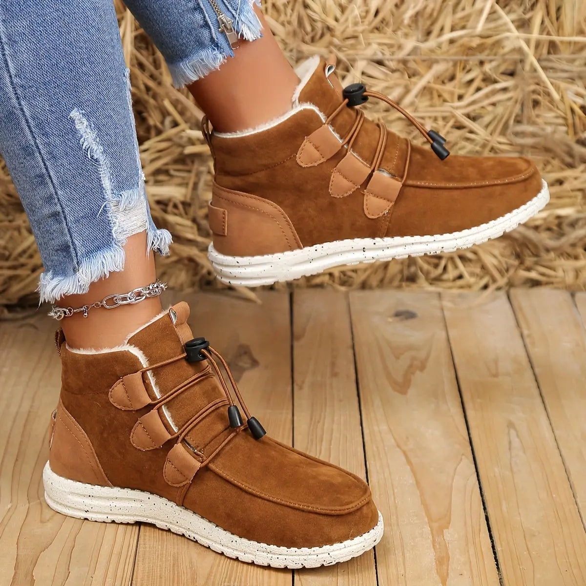 Fleece-Lined Sneaker Boots β Warm & Stylish Winter Footwear for Women