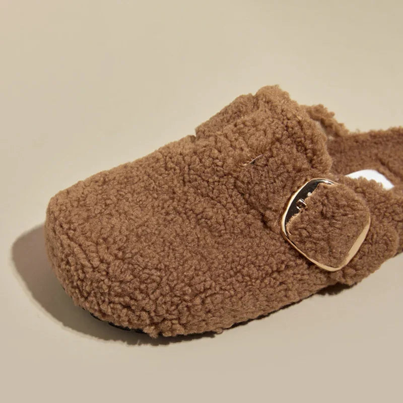 Furry Slippers for Women – Faux Shearling Lining