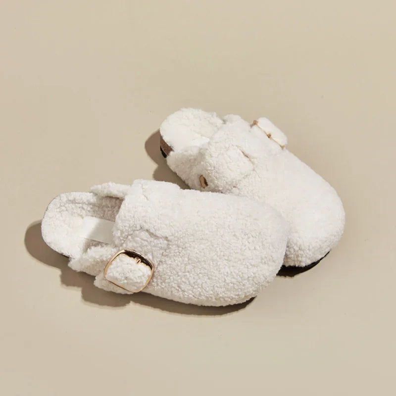 Furry Slippers for Women – Faux Shearling Lining
