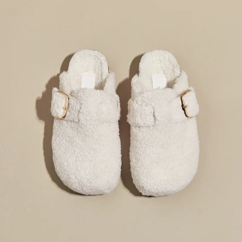 Furry Slippers for Women – Faux Shearling Lining