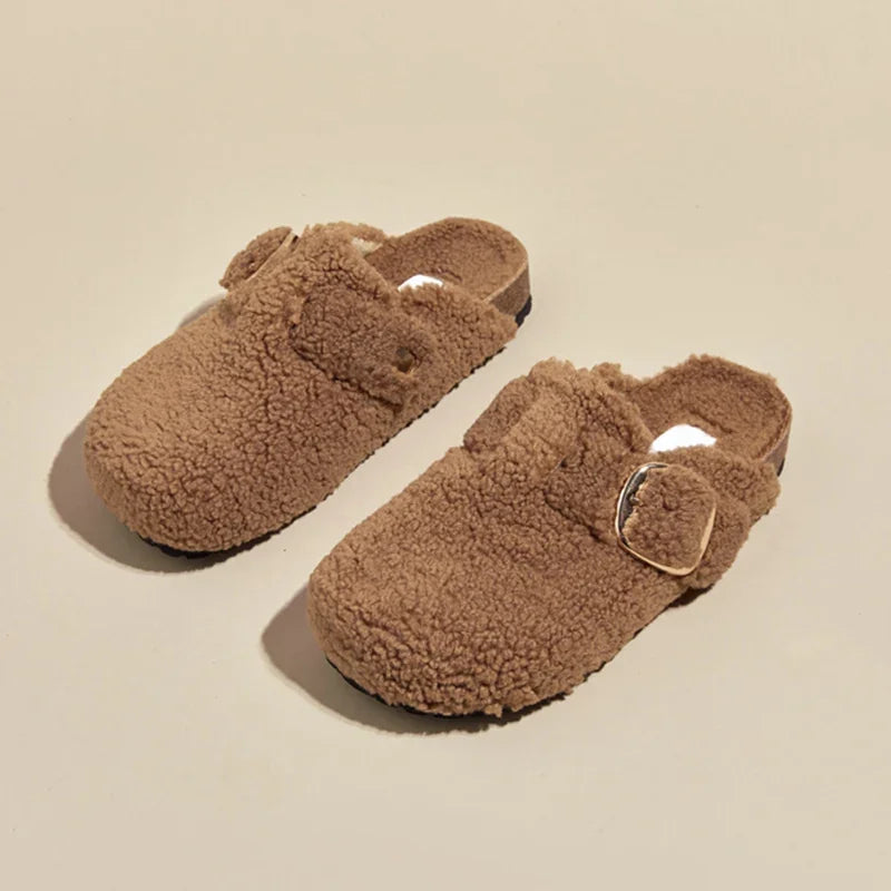 Furry Slippers for Women – Faux Shearling Lining