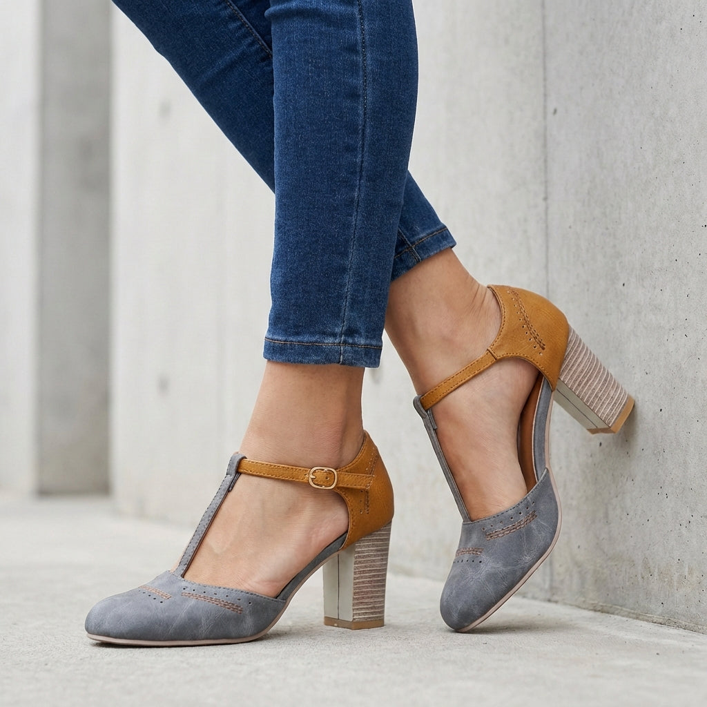 Block Heel Pumps for Women β Adjustable Ankle Strap & All-Day Support