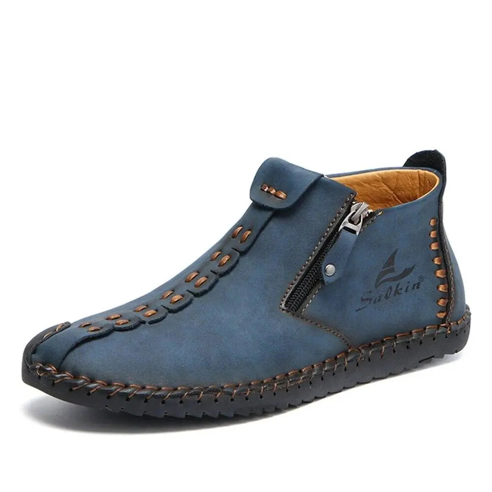 Hand-Sewn Ankle Boots for Men β Soft & Comfortable Slip-On Design 0
