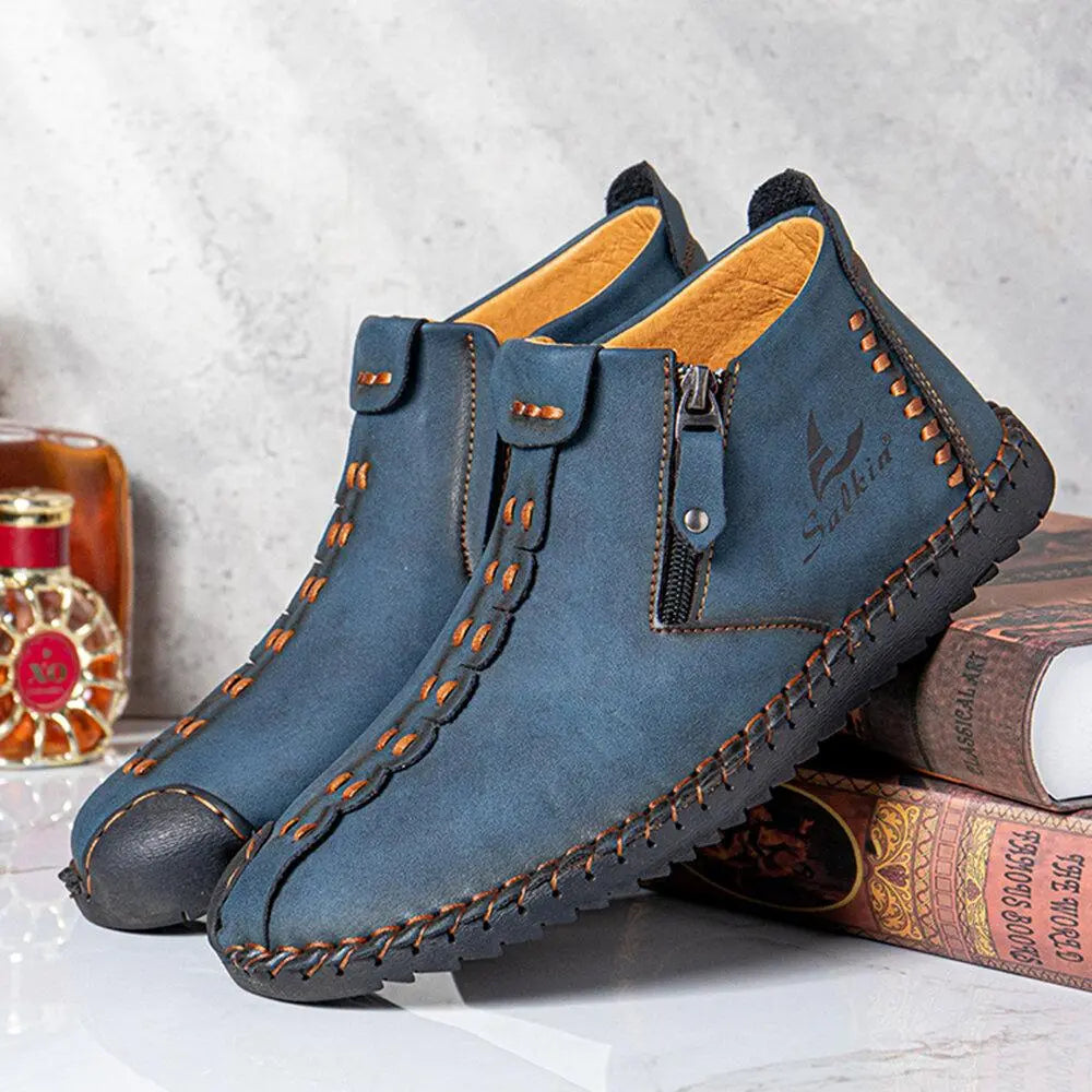 Hand-Sewn Ankle Boots for Men β Soft & Comfortable Slip-On Design 1
