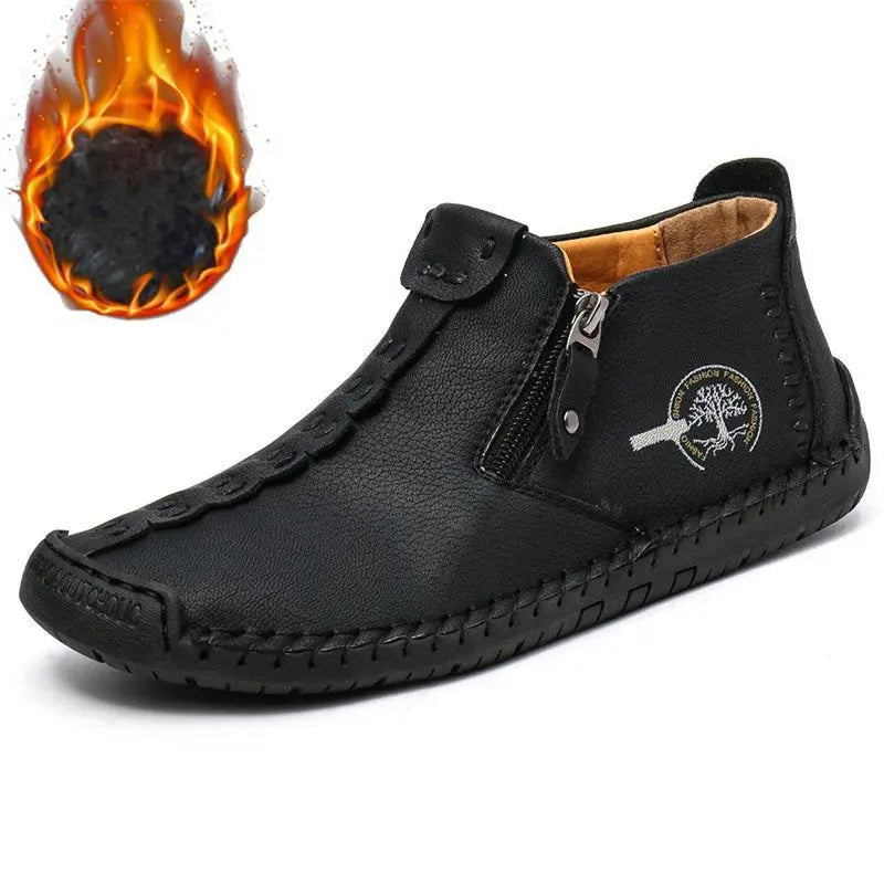 Hand-Stitched Black Ankle Boots for Men β Stylish & Slip-Resistant 11