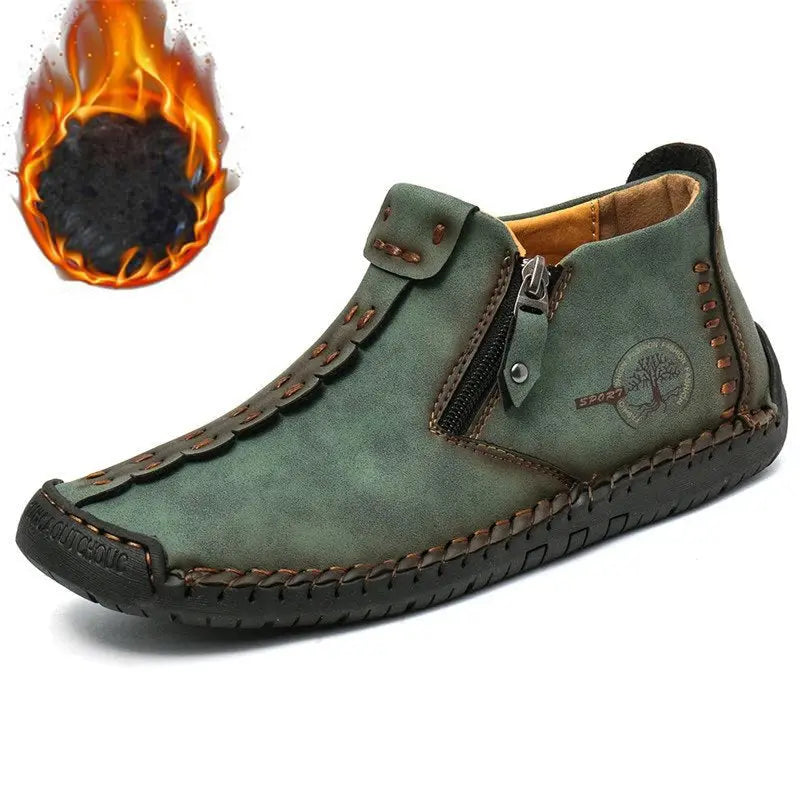 Hand-Stitched Black Ankle Boots for Men β Stylish & Slip-Resistant 9