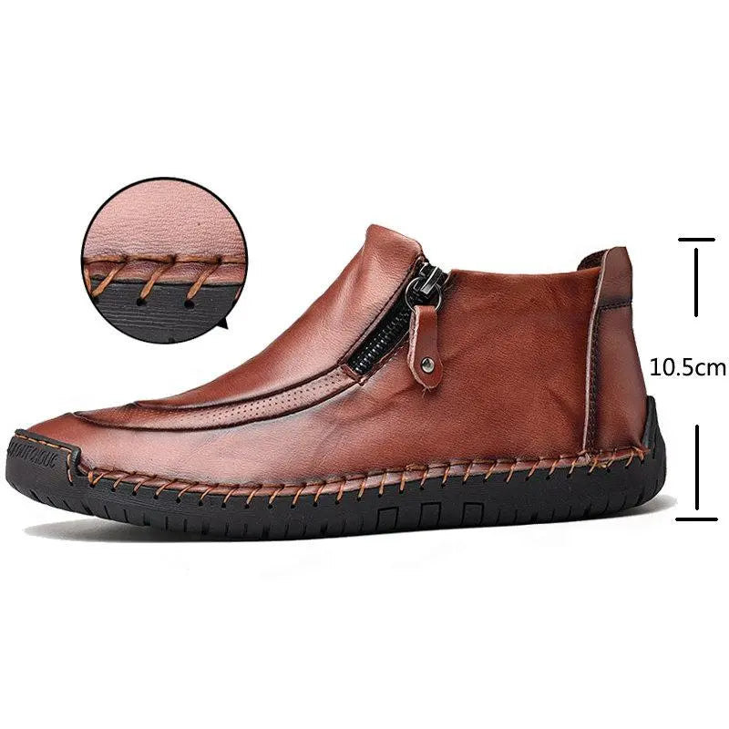 Hand-Stitched Leather Ankle Boots for Men β Comfortable & Stylish 6