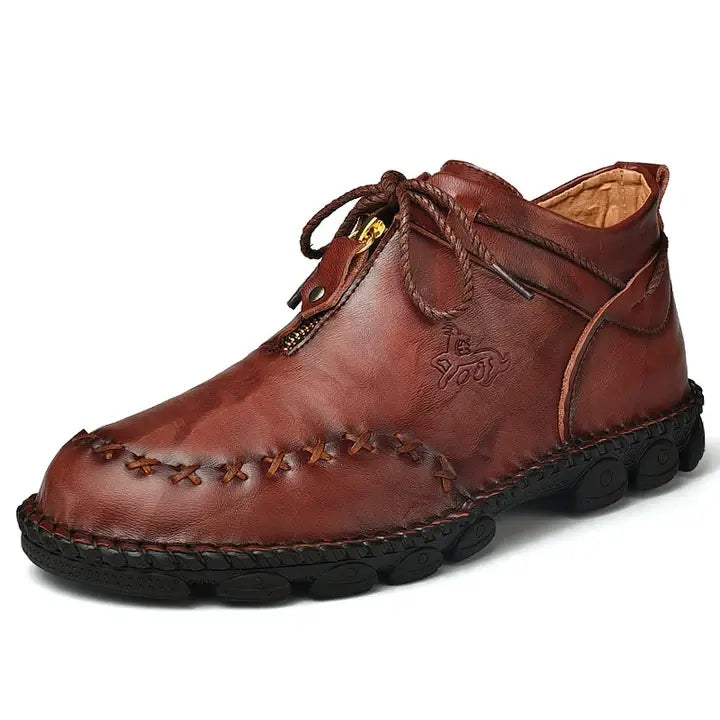Hand-Stitched Leather Casual Boots for Men β Comfortable & Slip-Resistant 0