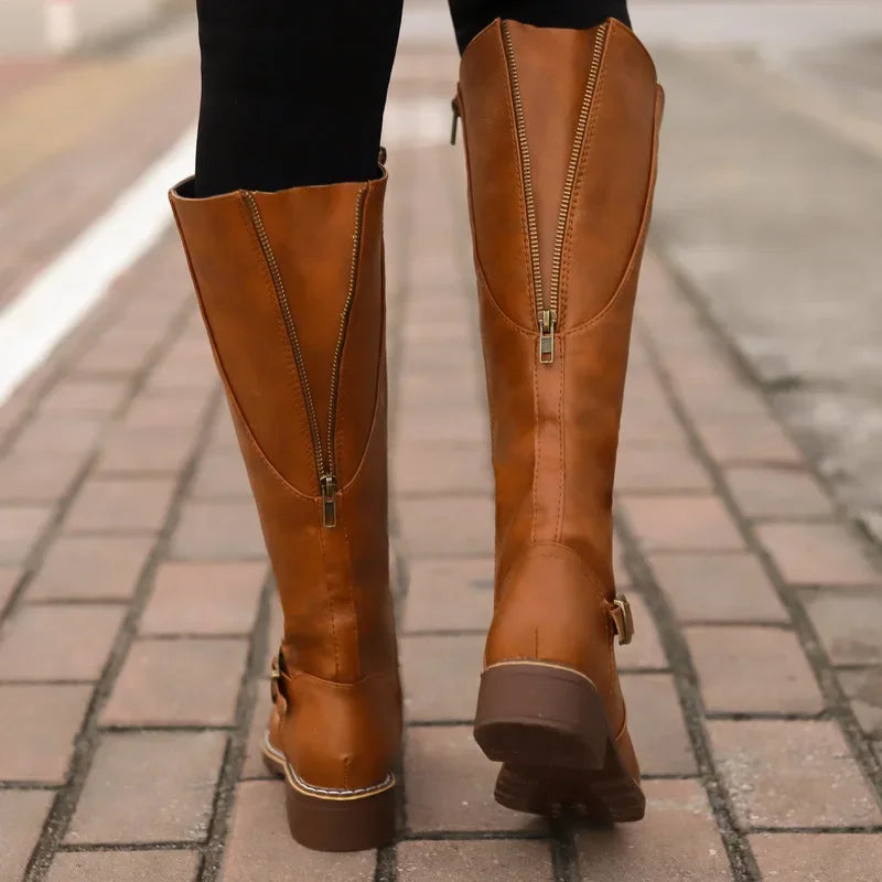 High-Top Biker Boots for Women β Edgy Style with Chunky Heel