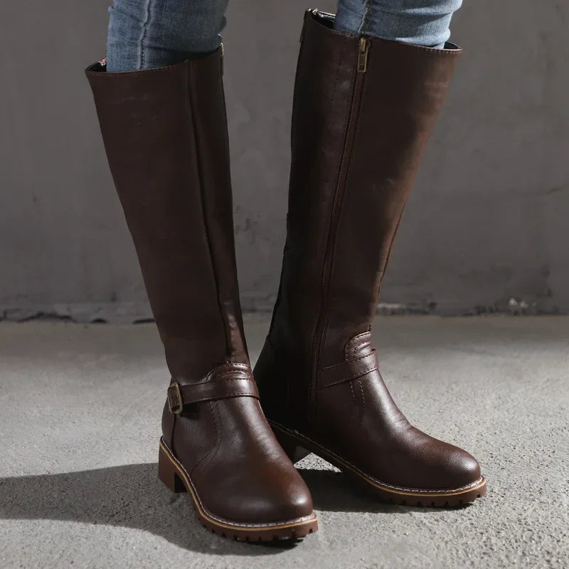High-Top Biker Boots for Women β Edgy Style with Chunky Heel