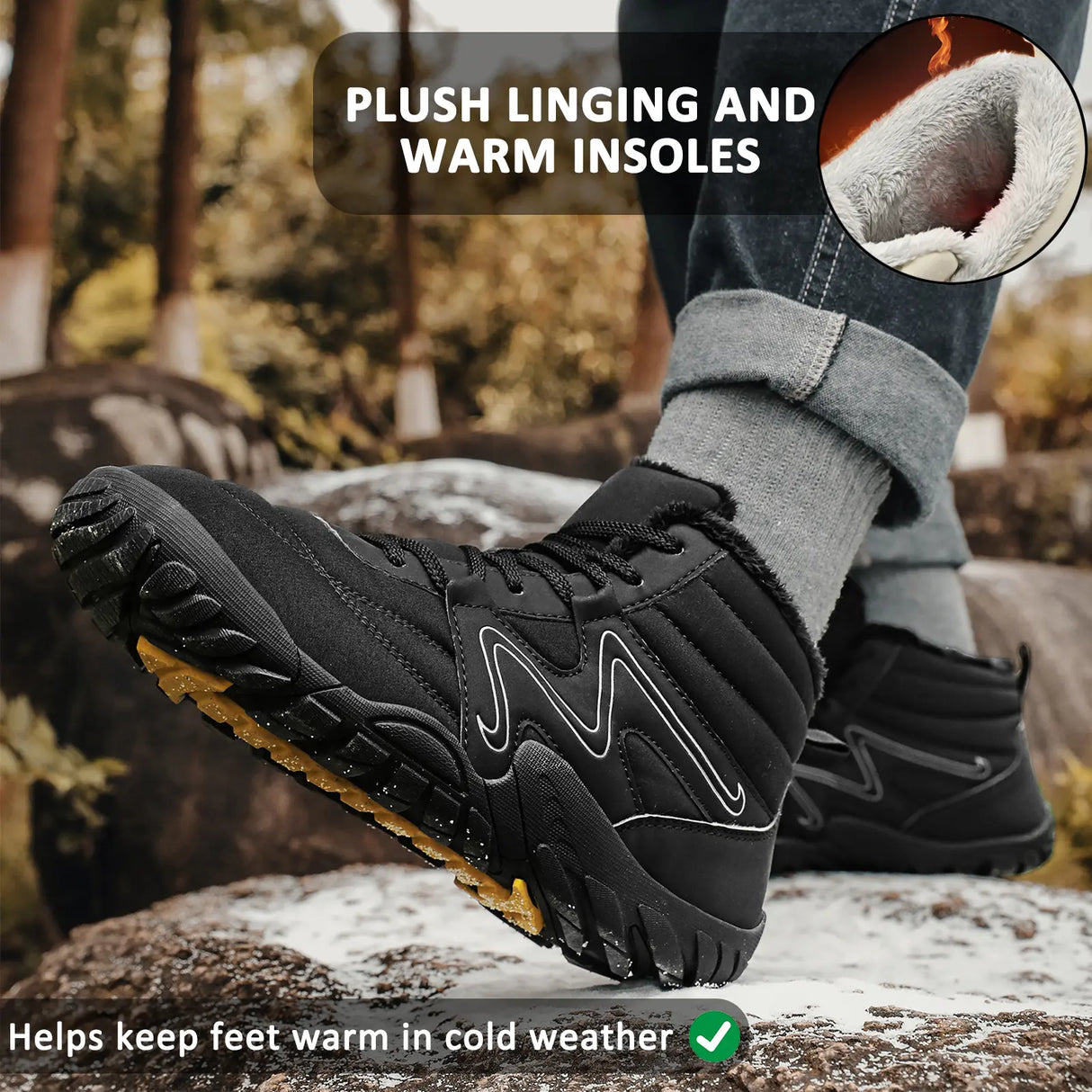 High-Top Waterproof Hiking Boots for Men β Comfortable & Supportive for Winter Adventures 2