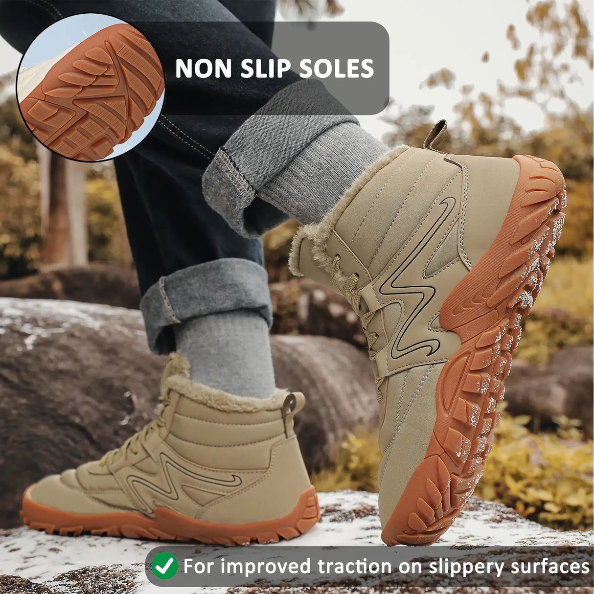 High-Top Waterproof Hiking Boots for Men β Comfortable & Supportive for Winter Adventures 3