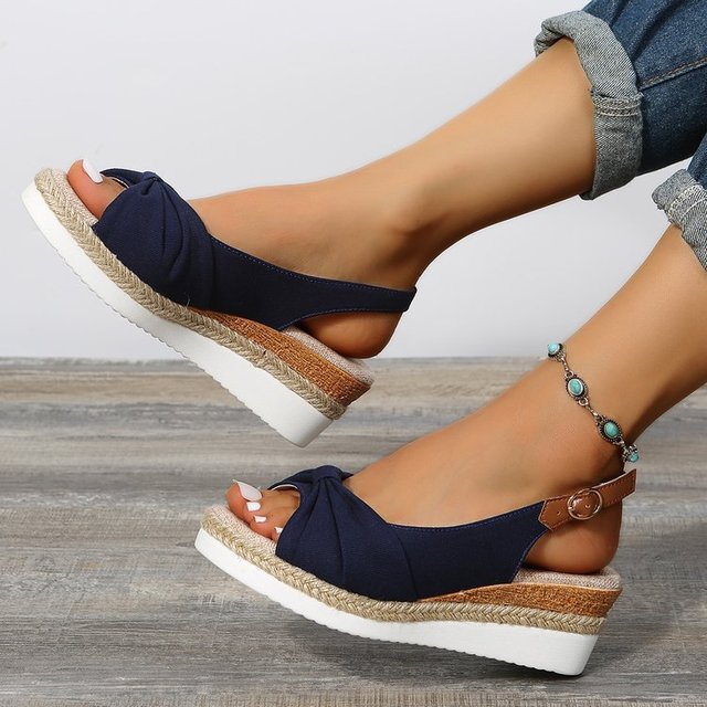 Knot Design Wedge Sandals for Women β Stylish & Comfortable Espadrille Wedges