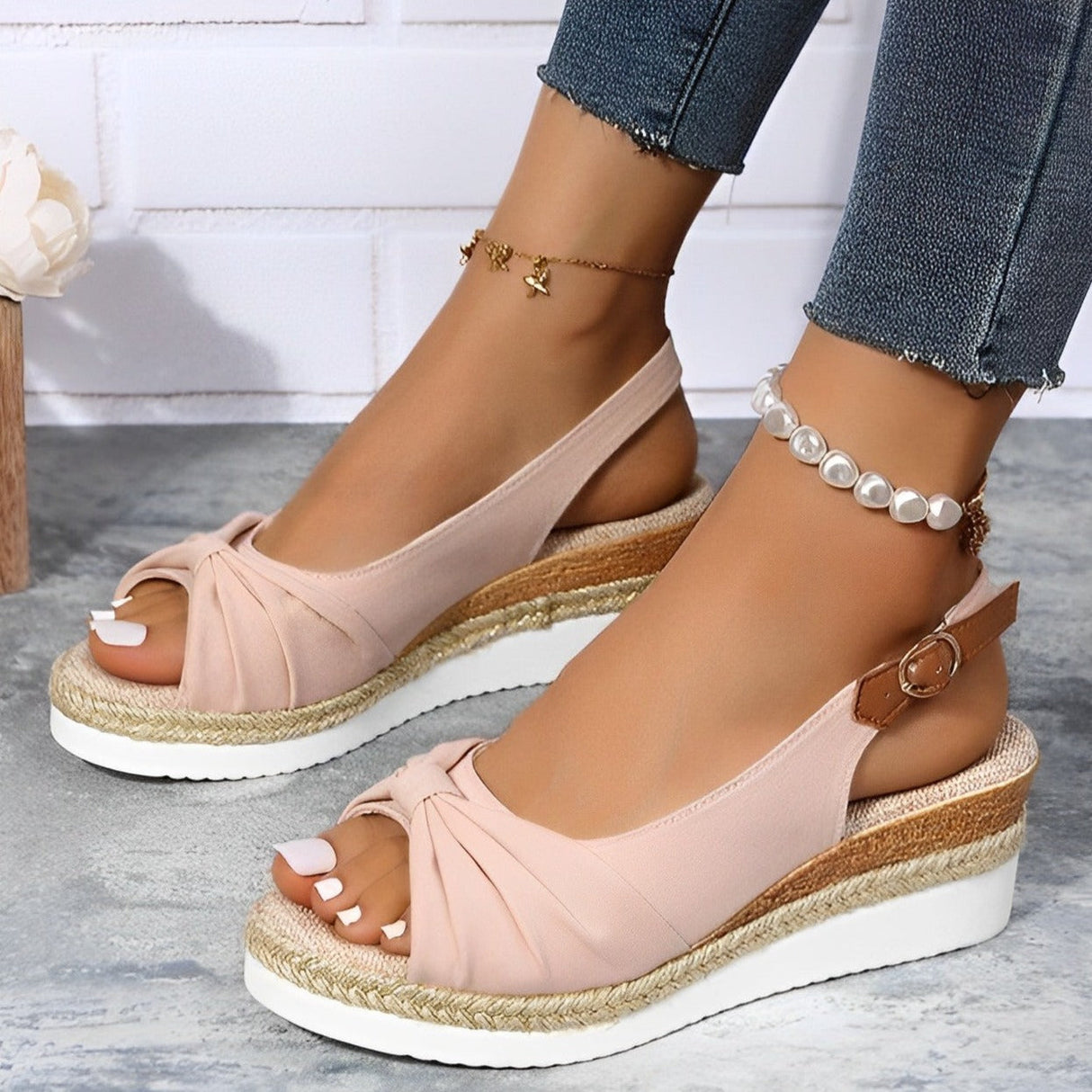 Knot Design Wedge Sandals for Women β Stylish & Comfortable Espadrille Wedges
