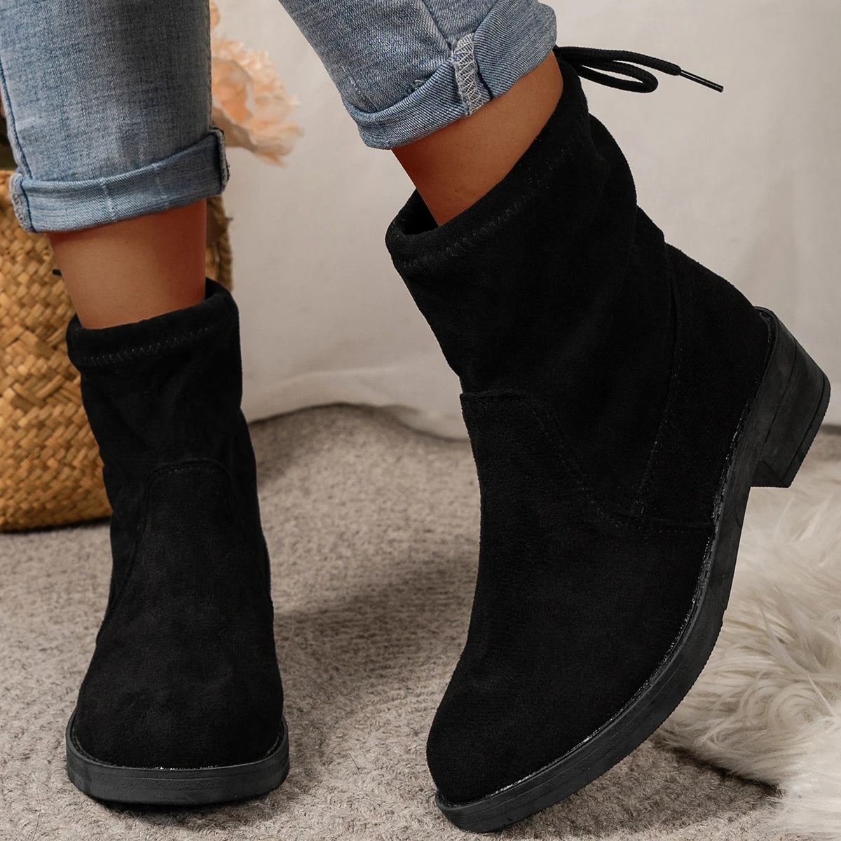 Low Heel Ankle Boots for Women β Chic & Versatile Black Booties