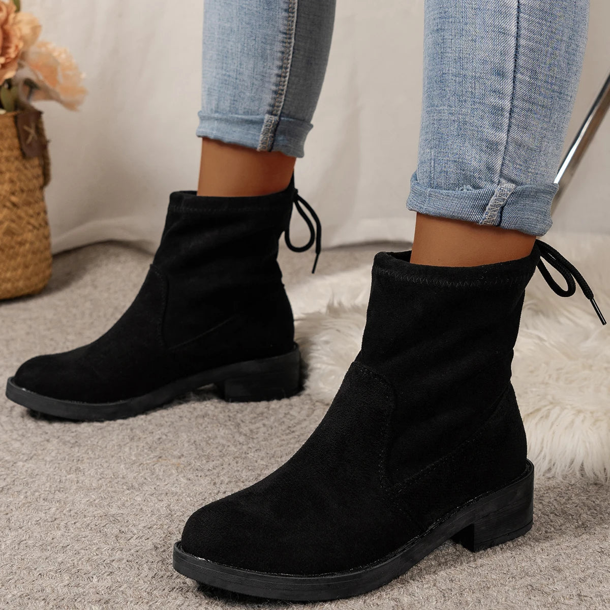 Low Heel Ankle Boots for Women β Chic & Versatile Black Booties