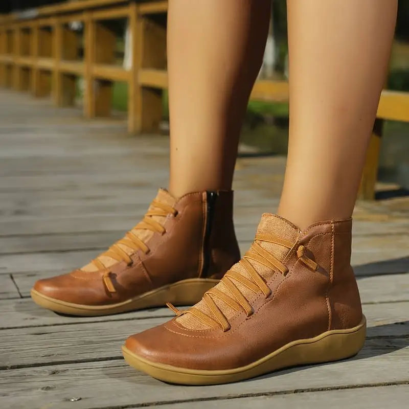 Minimalist Lace-Up Ankle Boots for Women β Effortless Style & Comfort