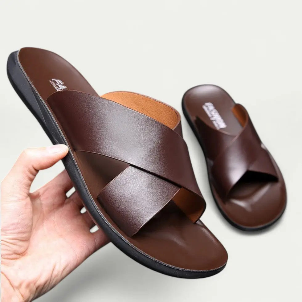Orthopedic Slip On Sandals for Men with Cross Strap Design