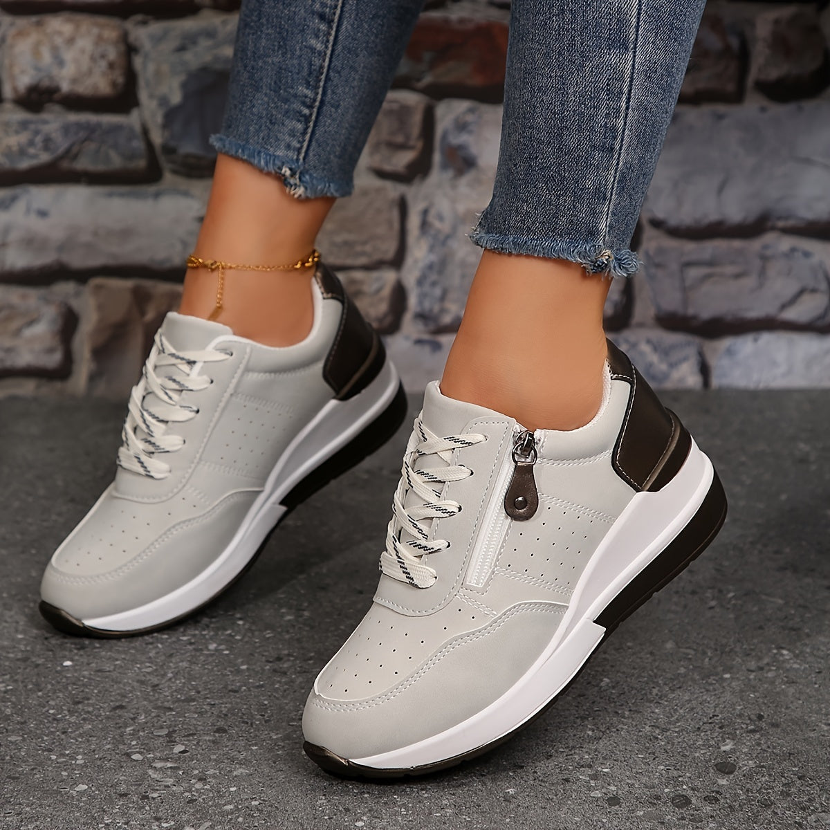 Perforated Low-Top Sneakers for Women β Stylish & Comfortable