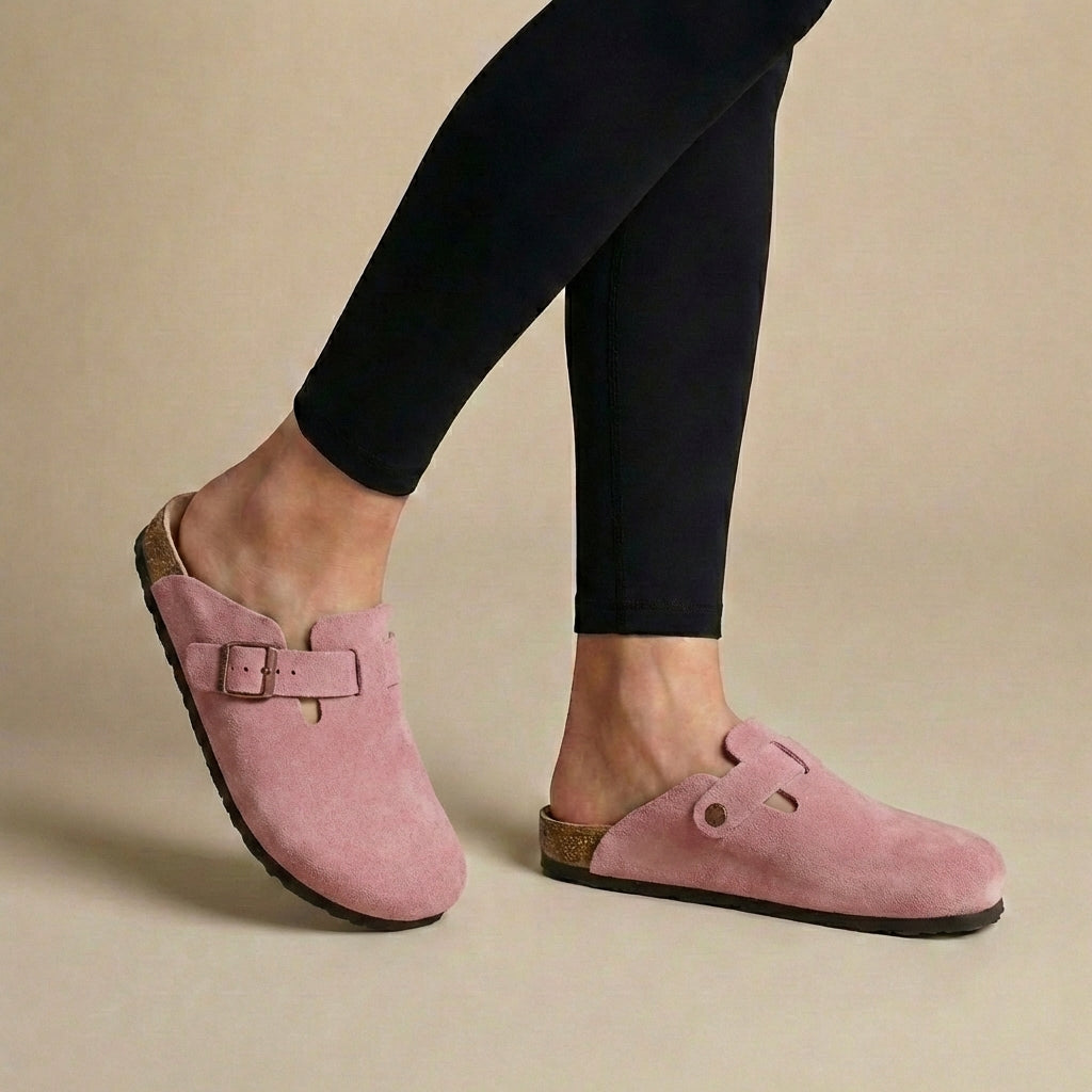 Suede Clogs for Women β Adjustable Strap & All-Day Support